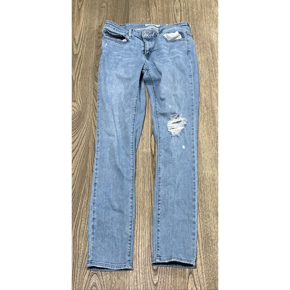Levi's Womens 711 Skinny Jeans Mid Rise Distressed Light Wash Blue Size 29 x 32